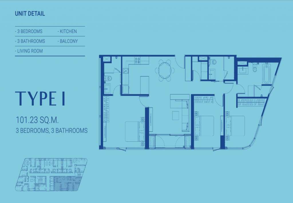 TYPE I DUPLEX 101.23 SQ.M. 3 BEDROOMS, 3 BATHROOMS