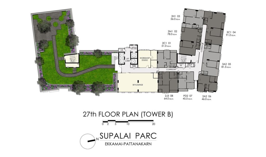 TowerB Plan : 27th supalai parc